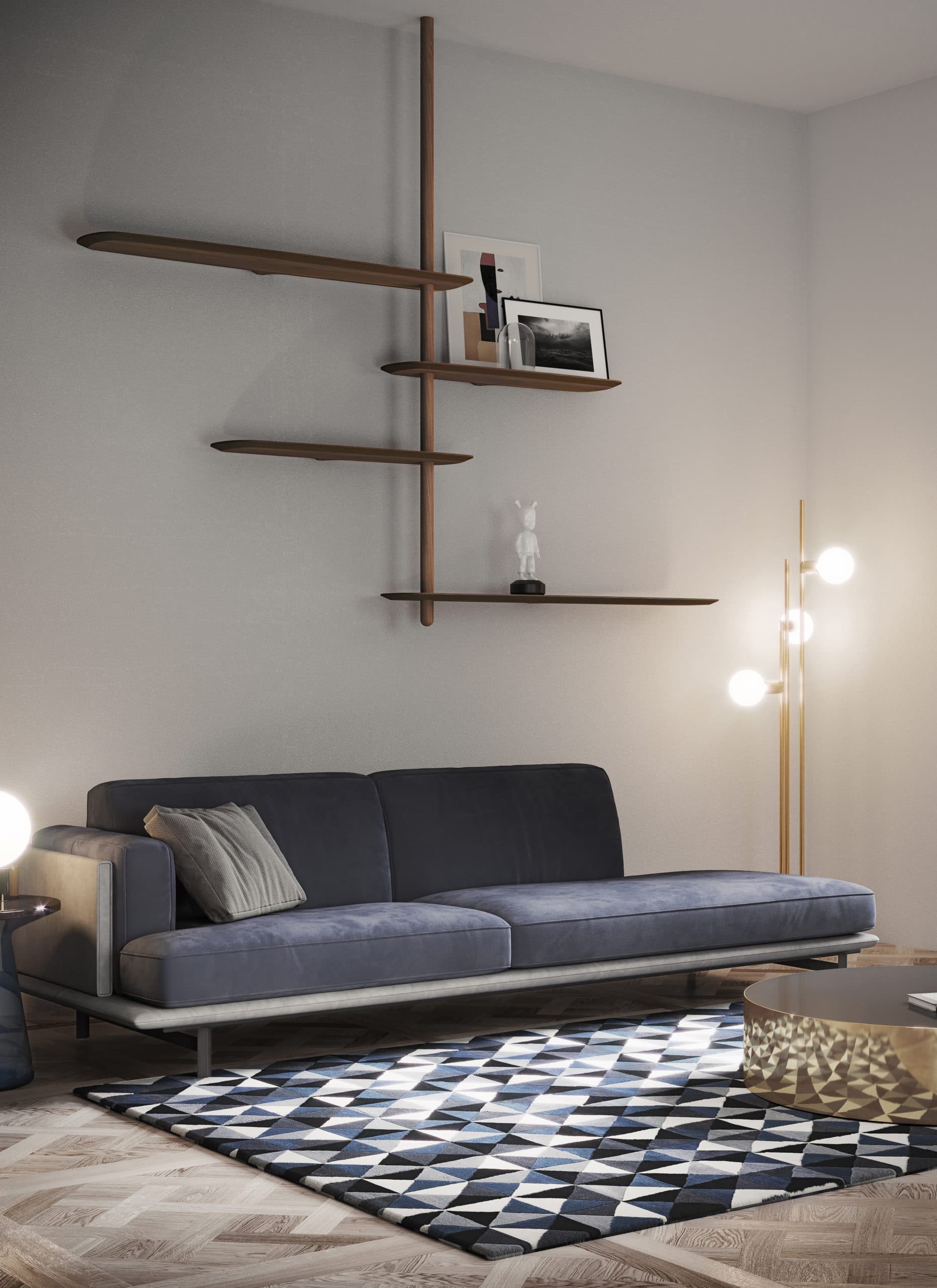 Regał wiszący UNICA - CONFIGURATION 07 fornir orzechowy