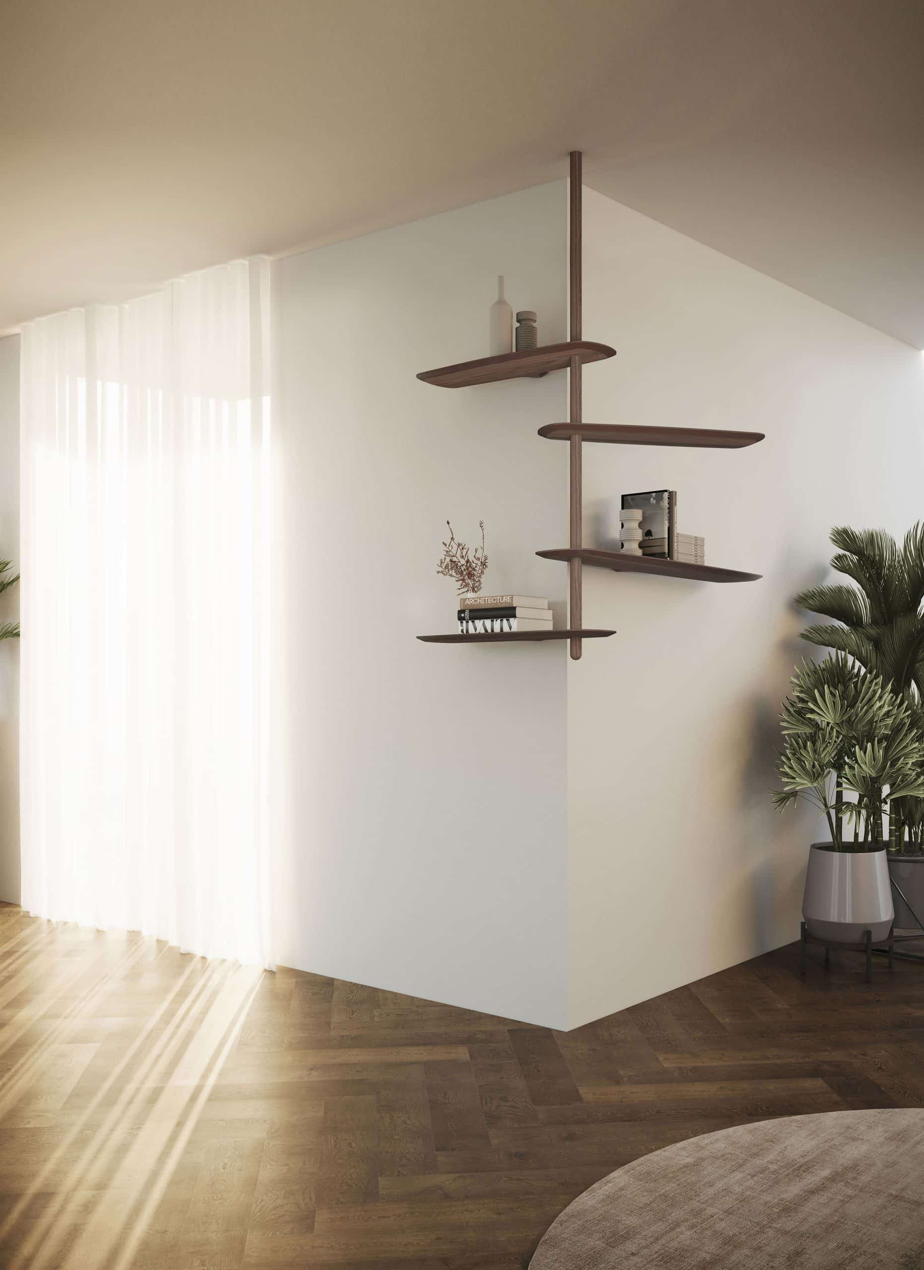 Regał wiszący UNICA - CONFIGURATION 09 czarny fornir jesionowy