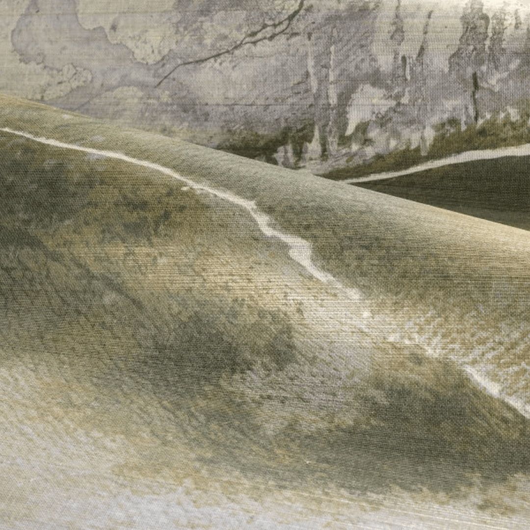 Mural z abaki z górskim motywem HORIZON - SABLE BEIGE DORÉ beżowy ze złotym