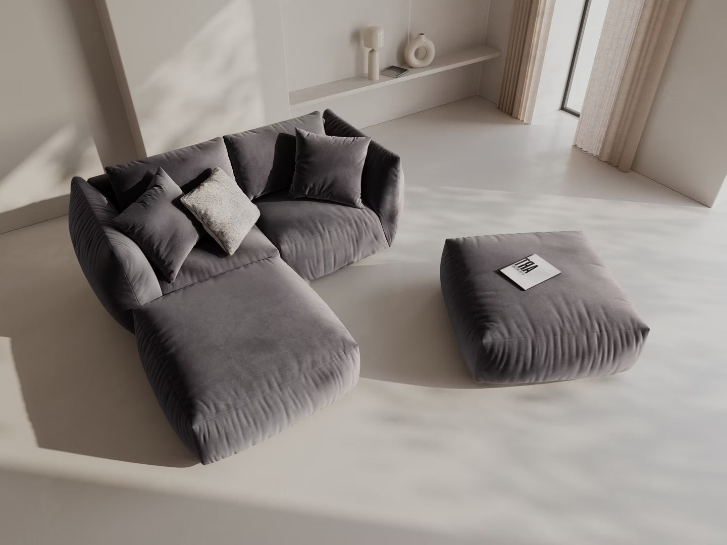 Velvet modular sofa CHRIS - dark gray corner element