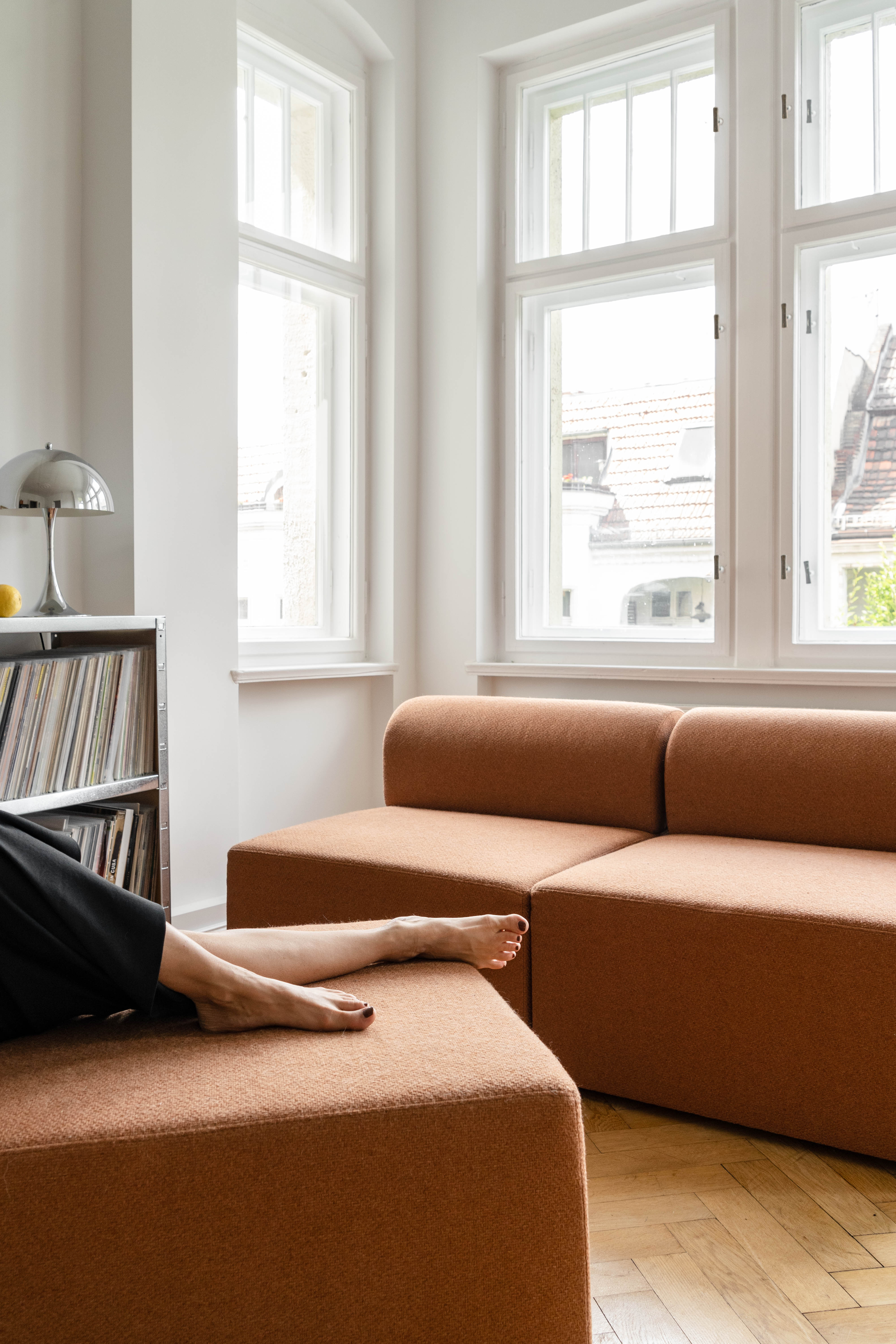 Sofa modulowa TORI - moduł prawostronny brązowy boucle