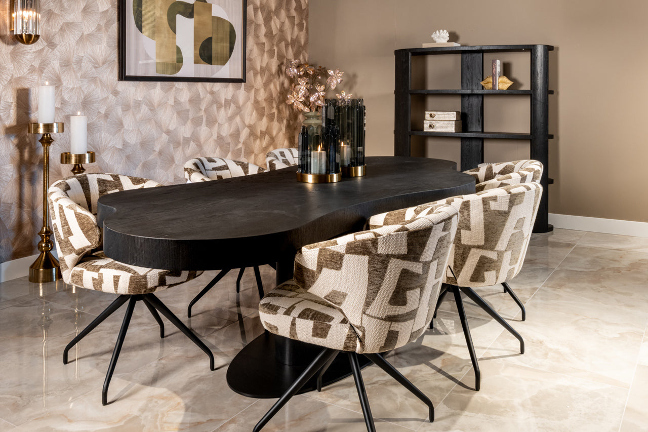 Drehstuhl MILLY beige mit braunem und schwarzem Gestell