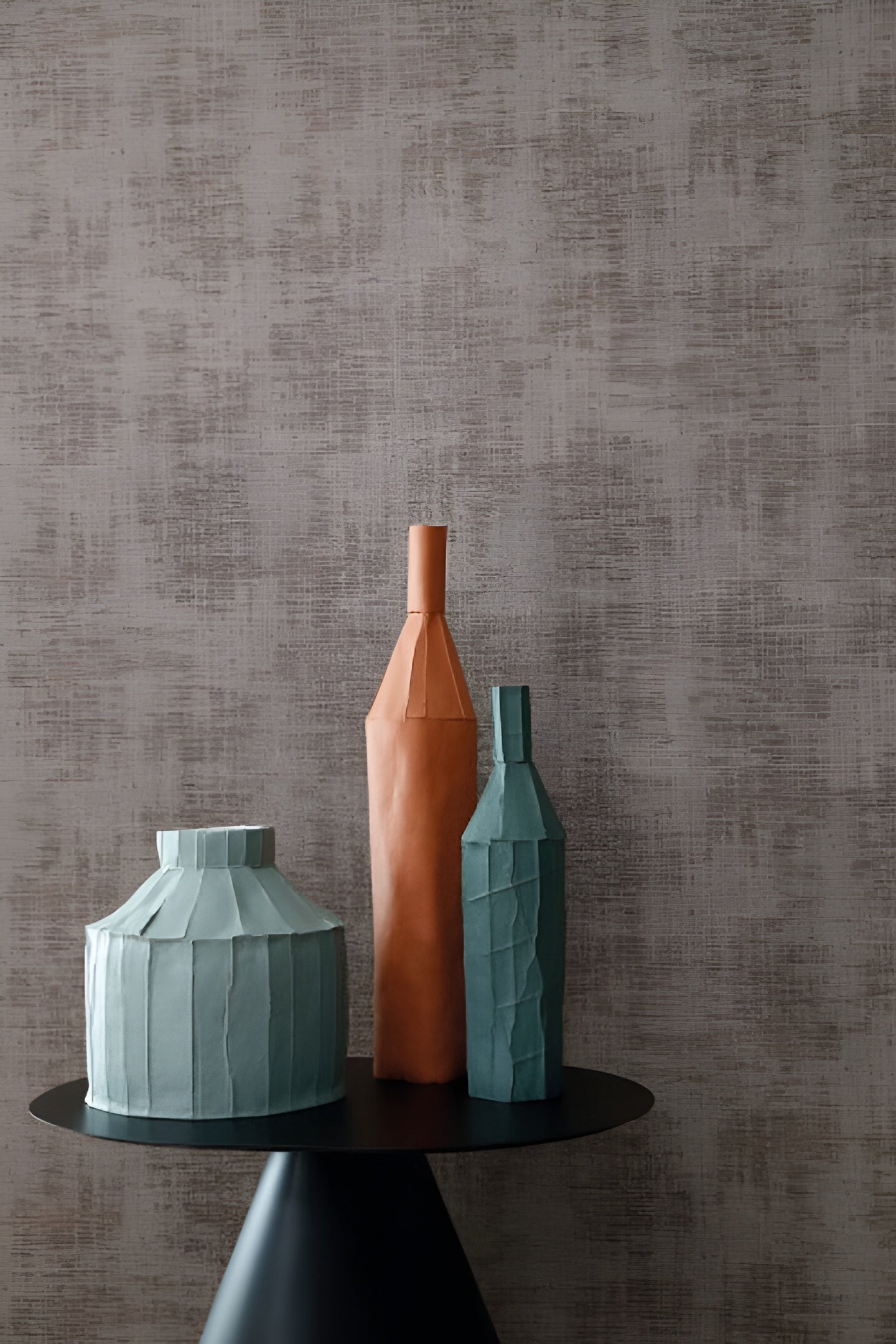 Structural wallpaper imitating worn canvas JOHARA - MEDIUM TAUPE light taupe