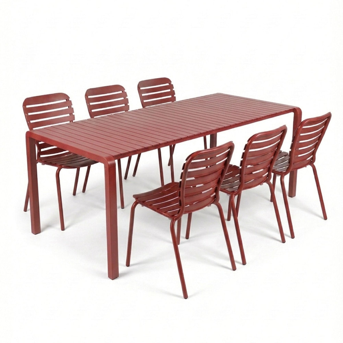 Zestaw ogrodowy VONDEL czerwony stół 214 cm + 6 krzeseł – Zuiver