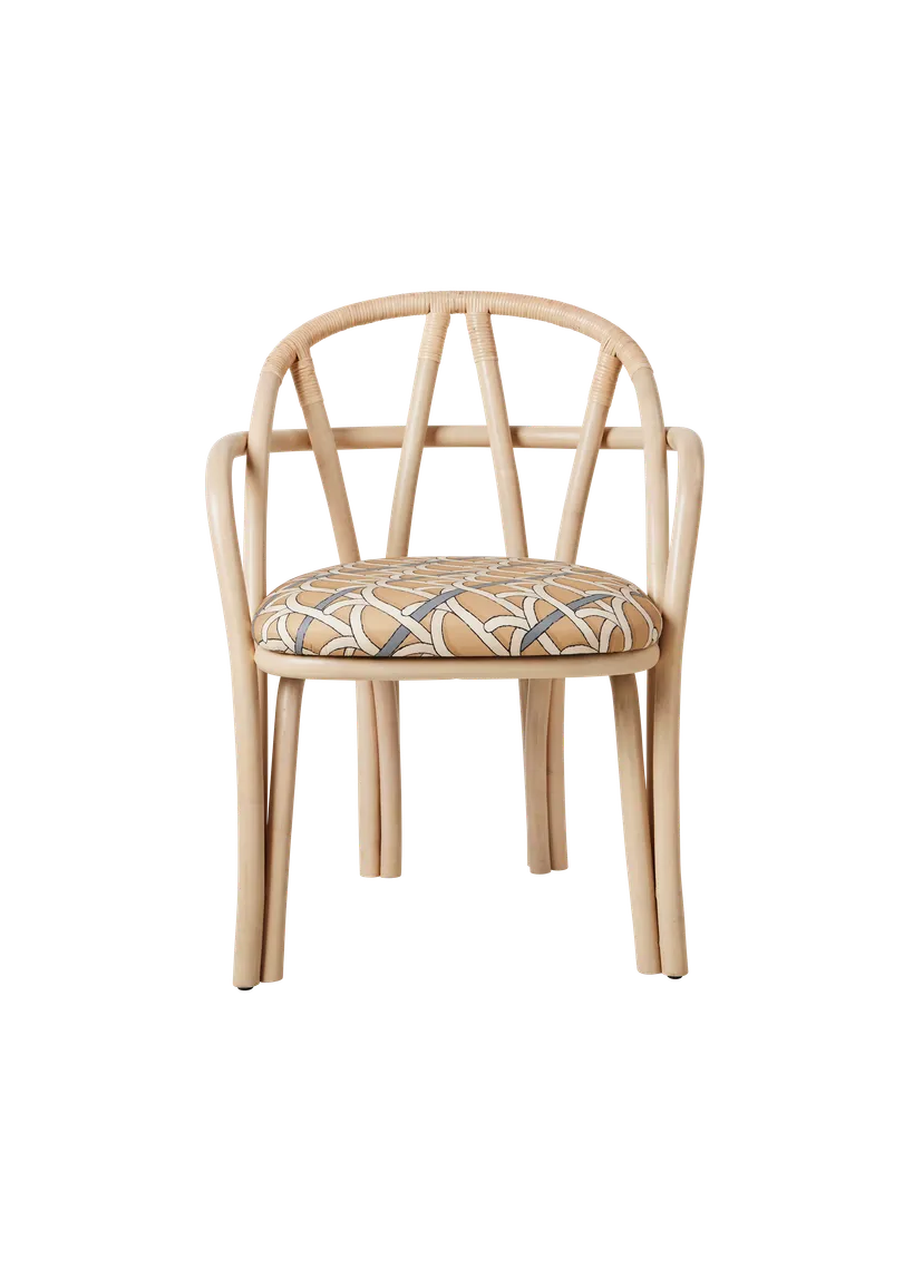 Upholstered BISTRA Chair with Rattan Base
