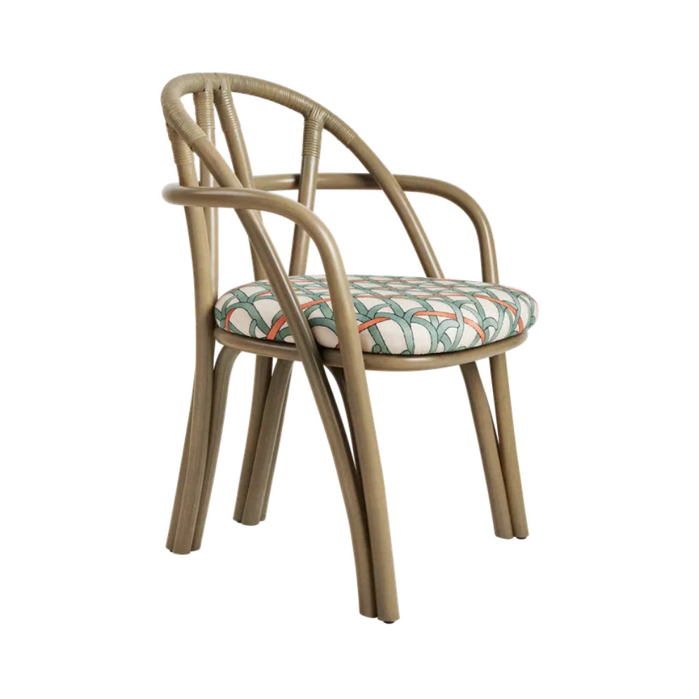 BISTRA upholstered chair with an olive rattan base