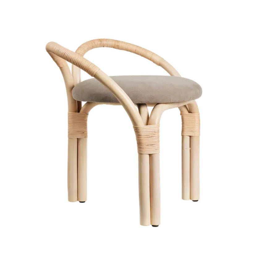 Polsterhocker BISTRA mit Rattanbasis