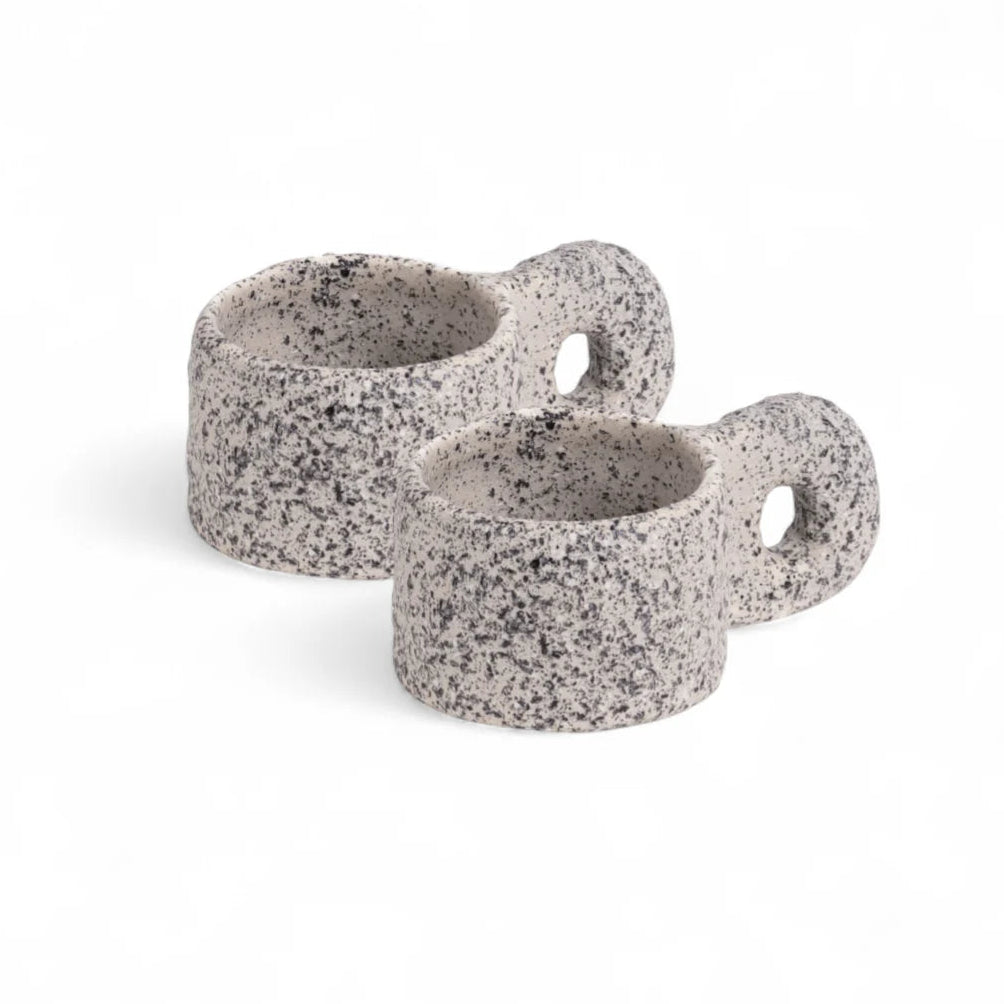 Zestaw filiżanek do kawy NEWLITHIC szara porcelana