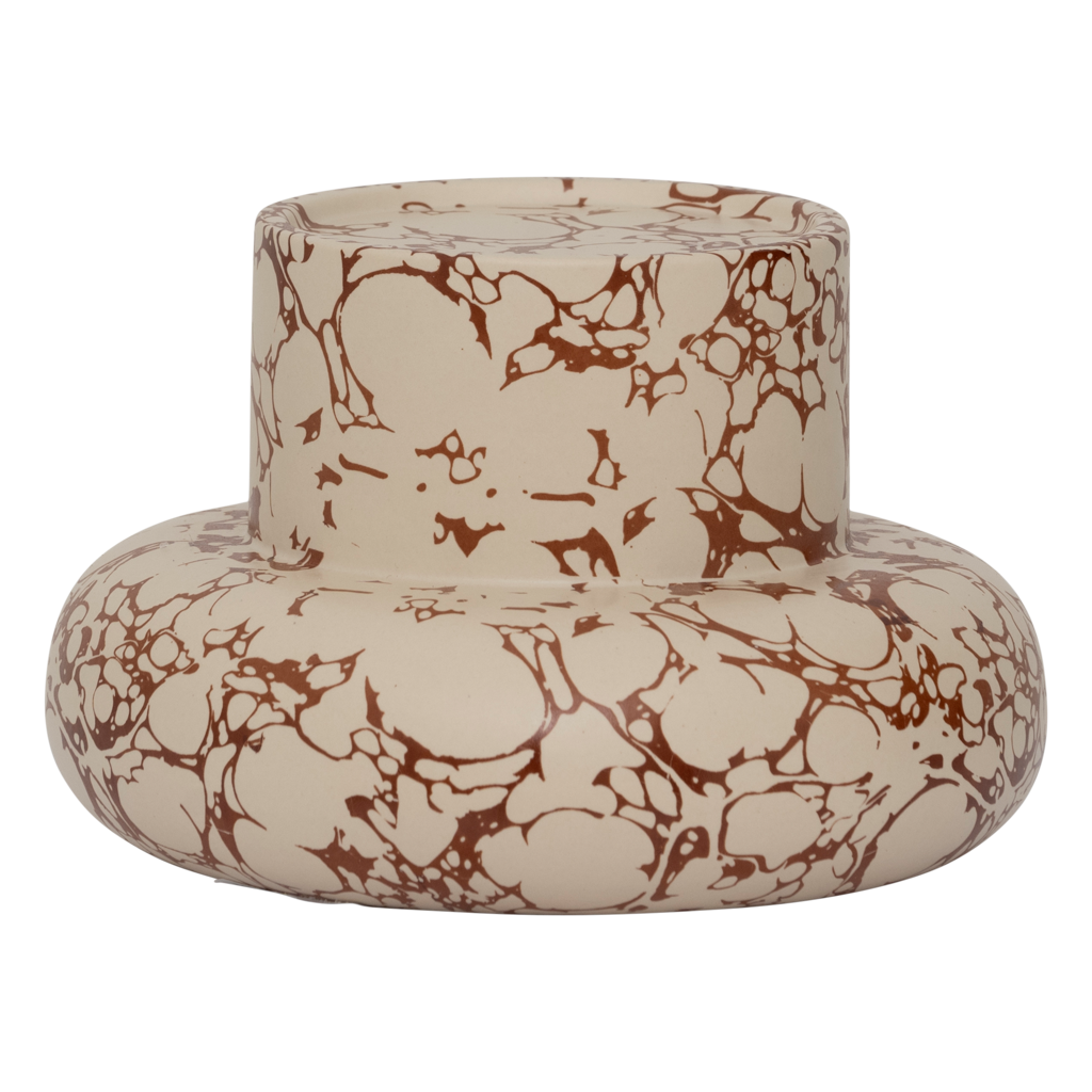 Kerzenhalter MUKAVA beżowa ceramika z brązowym wzorem