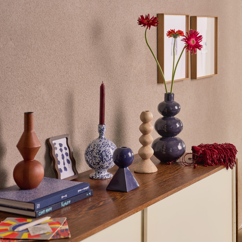 ROSIE Candle Holder Blue Ceramic