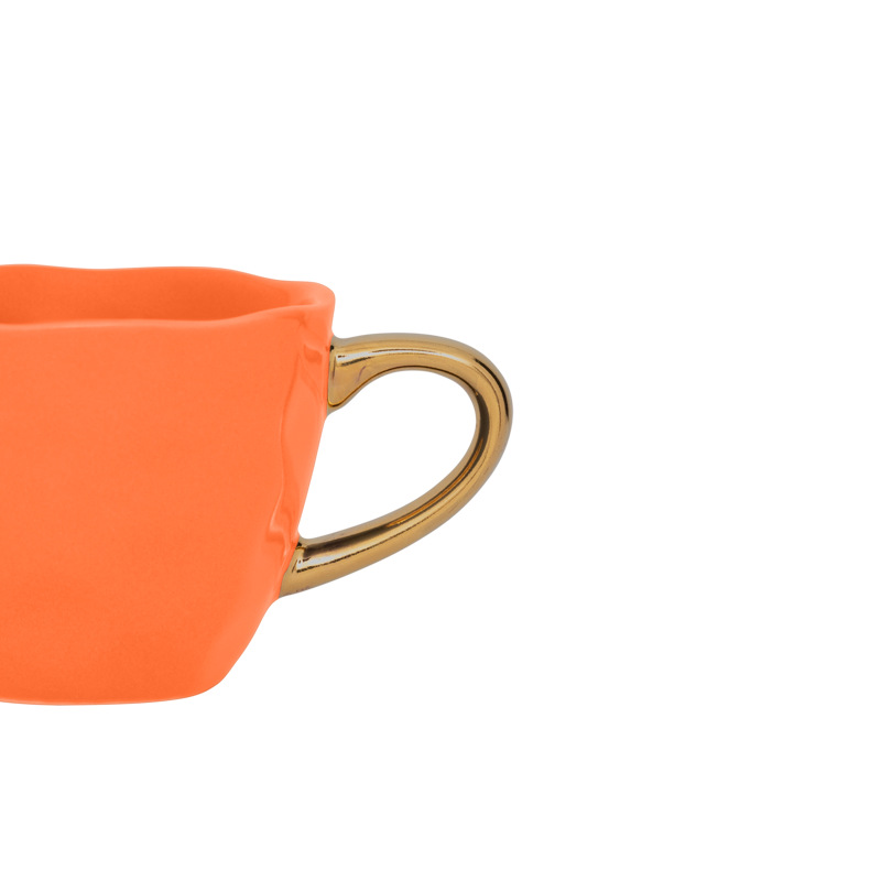 GOOD MORNING orange espresso cup with gold