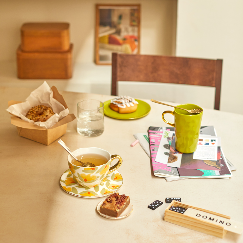 Kubek do latte GOOD MORNING zielony ze złotym