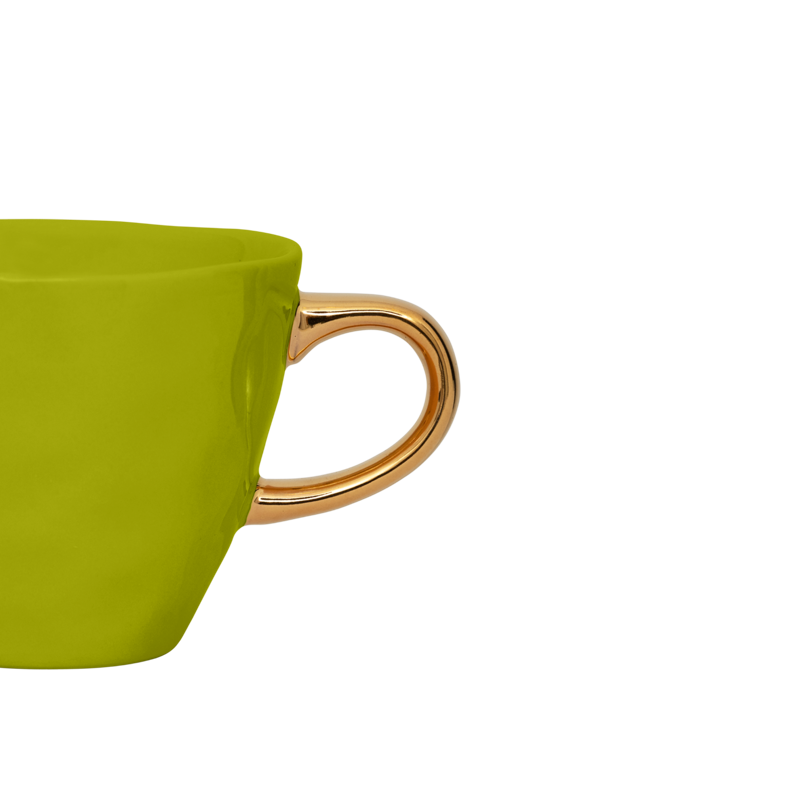 Kubek ceramiczny GOOD MORNING zielony ze złotym