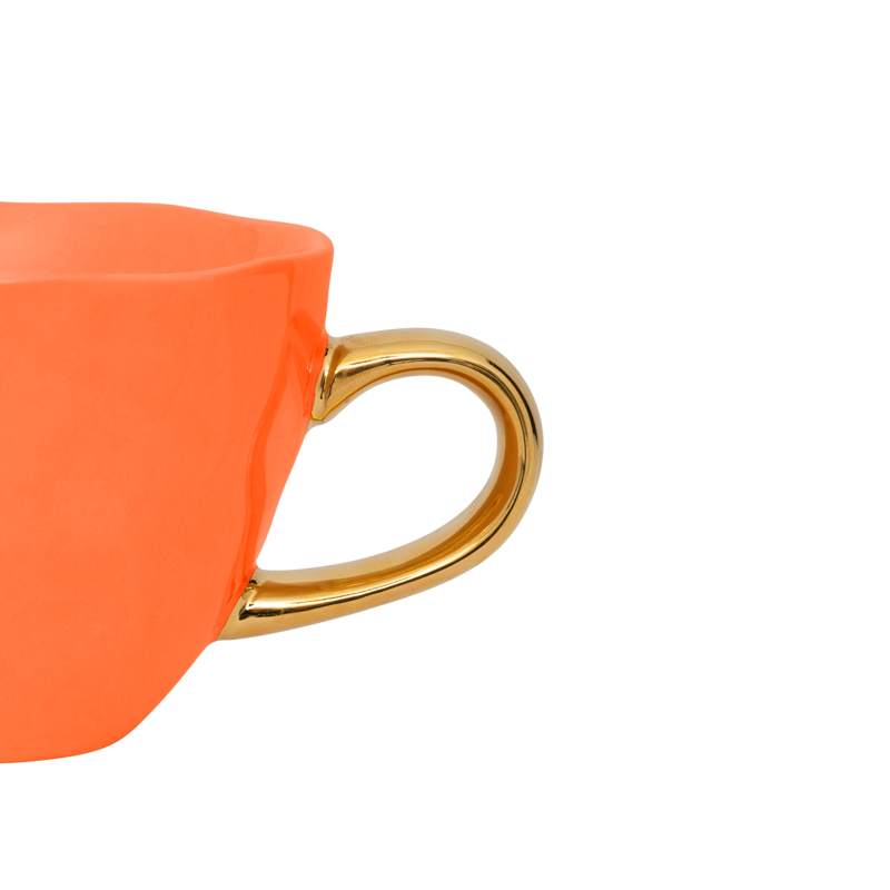 GOOD MORNING orange cappuccino cup with gold