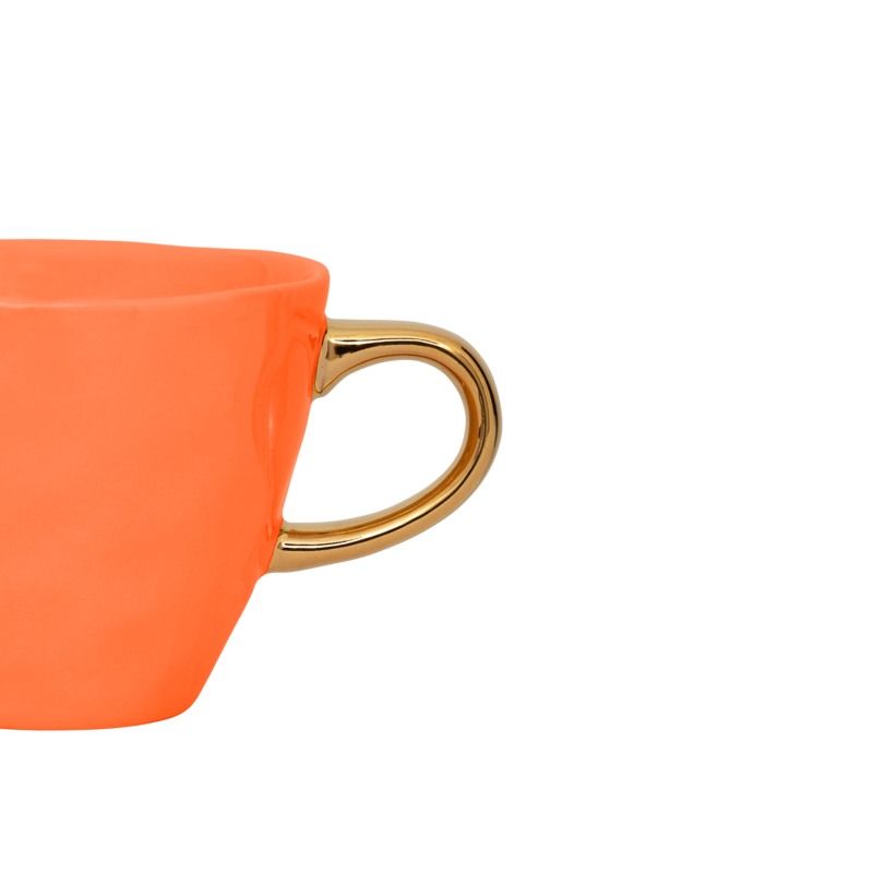 Keramiktasse GOOD MORNING orange mit Gold