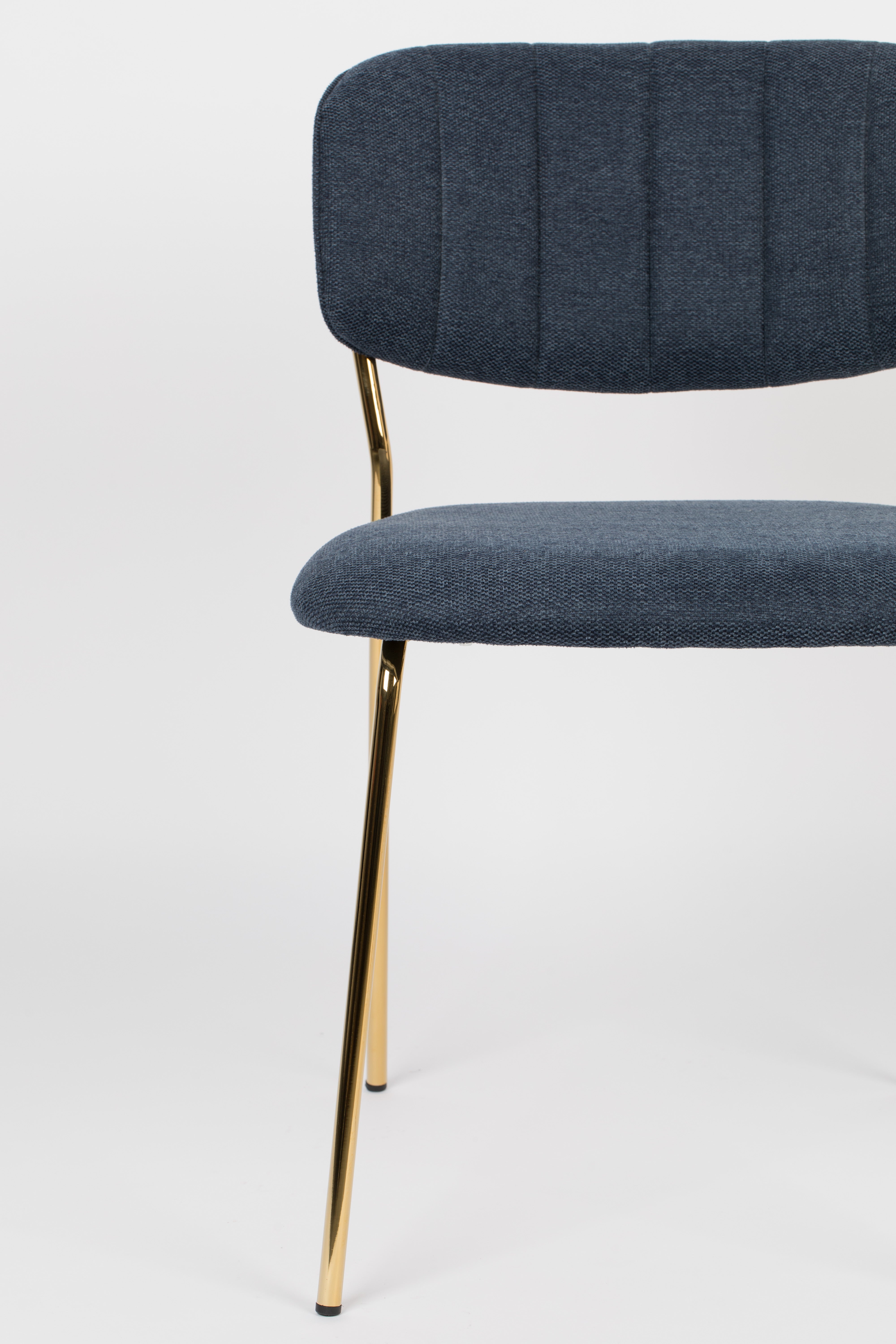 Jolien Dark blue chair with a golden base