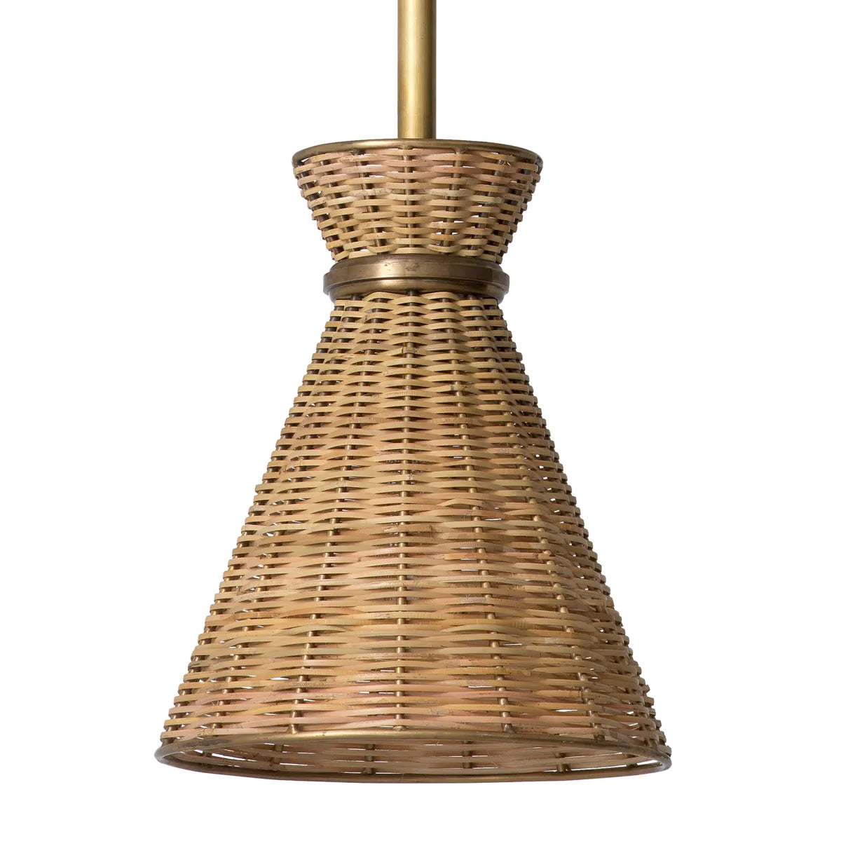 Lampa wisząca KON TIKI antyczny złoty z wikliną