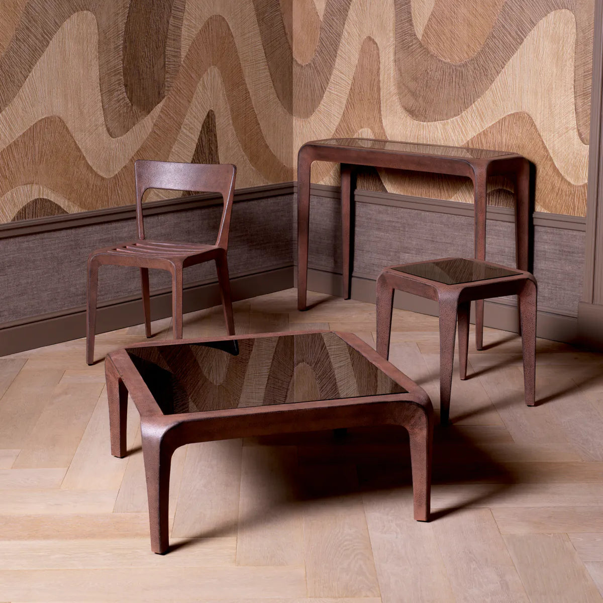 Quentin chair oxidized aluminum [OLA] [Amelia SPR/improved description]