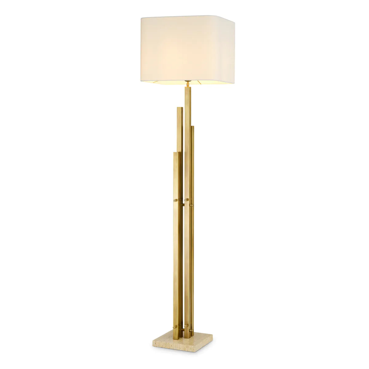 DESTINO floor lamp in gold with a travertine base