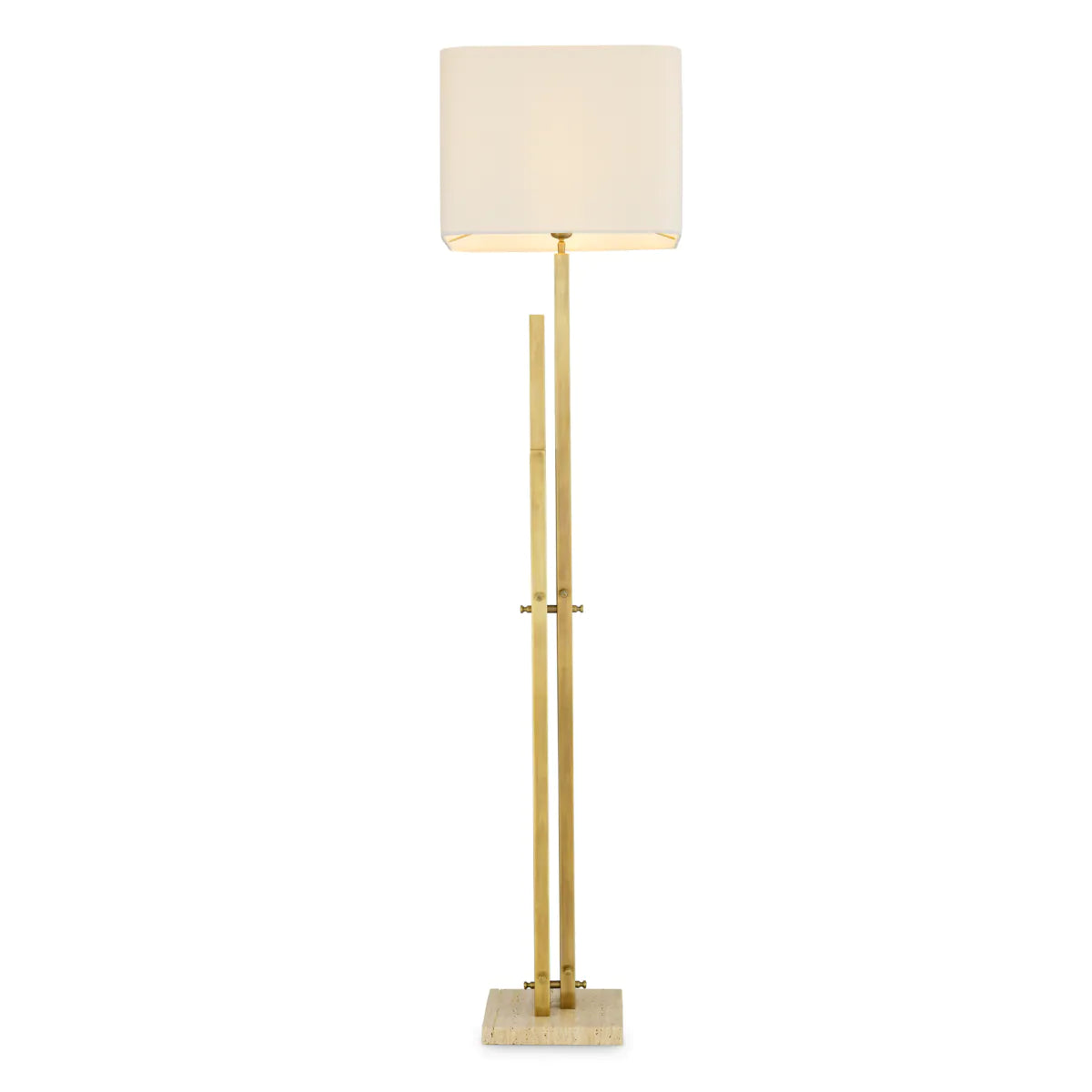 DESTINO floor lamp in gold with a travertine base