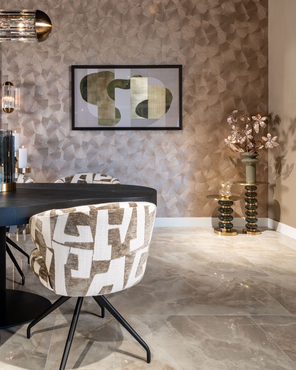 DALINA green side table with gold