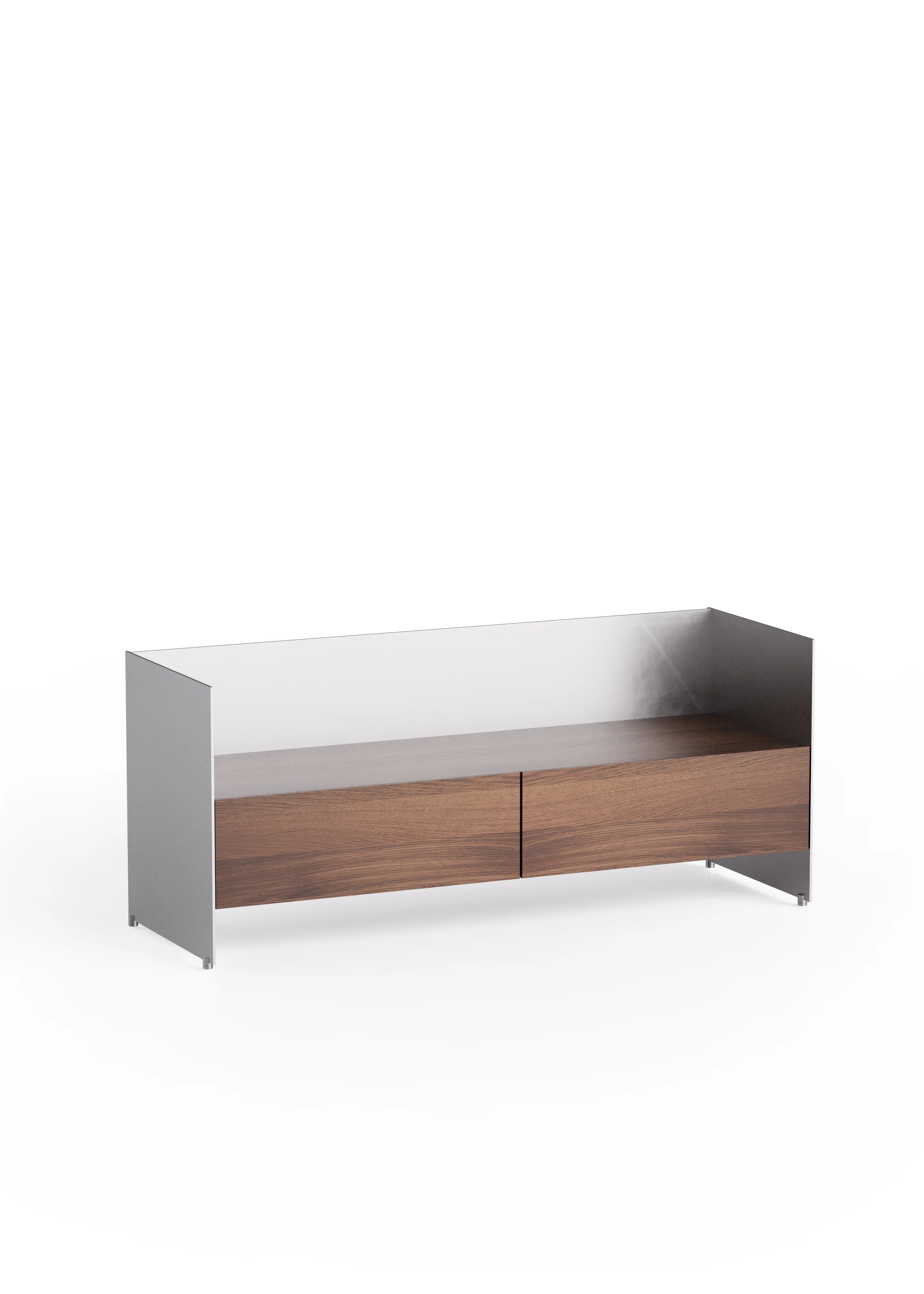 ALOOX Cabinet 120 Dark Oak Wood with Aluminum Finish