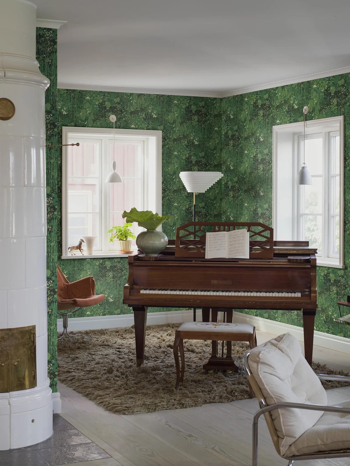 Tapeta z motywem roślinnym liści DIKESREN zielony