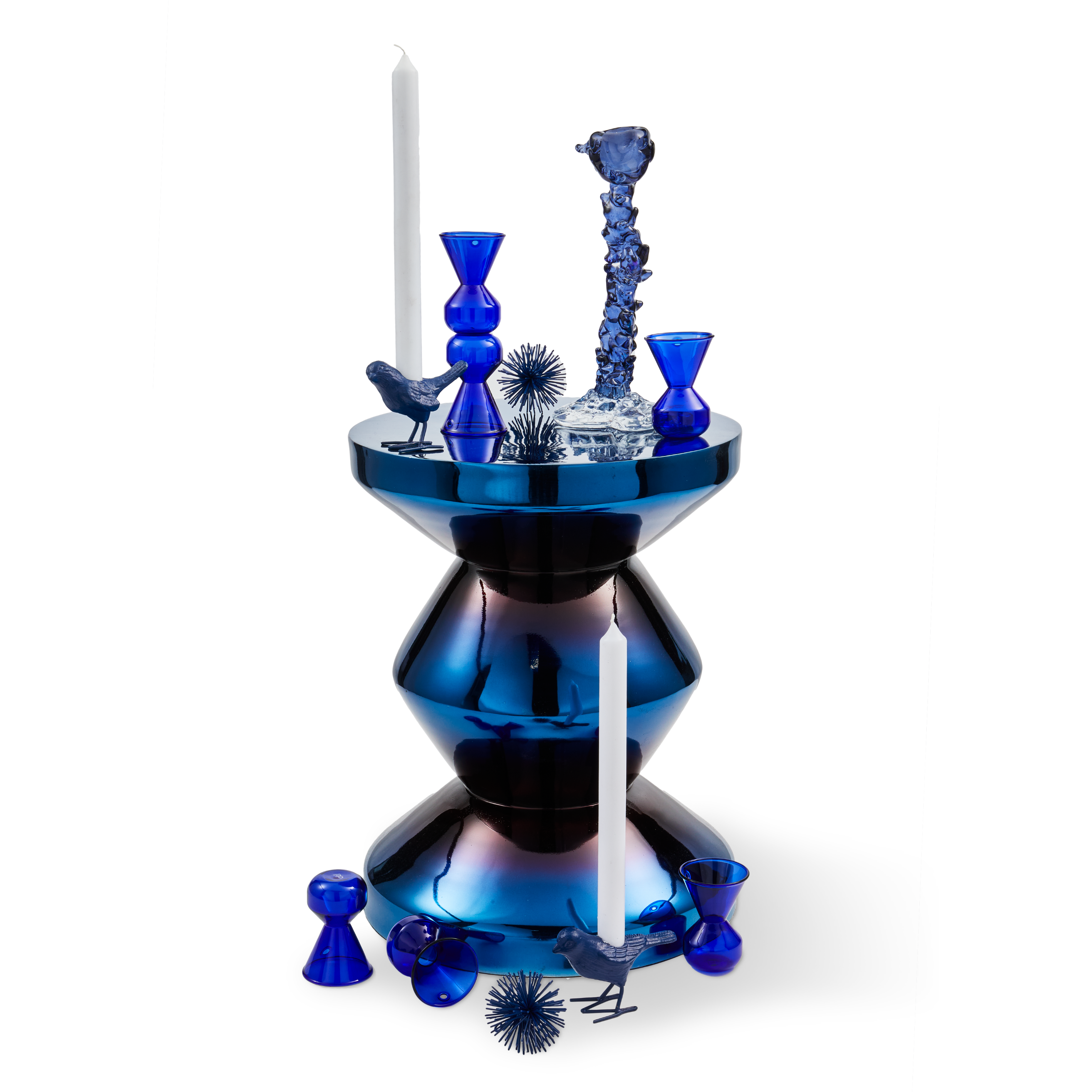 Świecznik GLASS DRIP niebieski