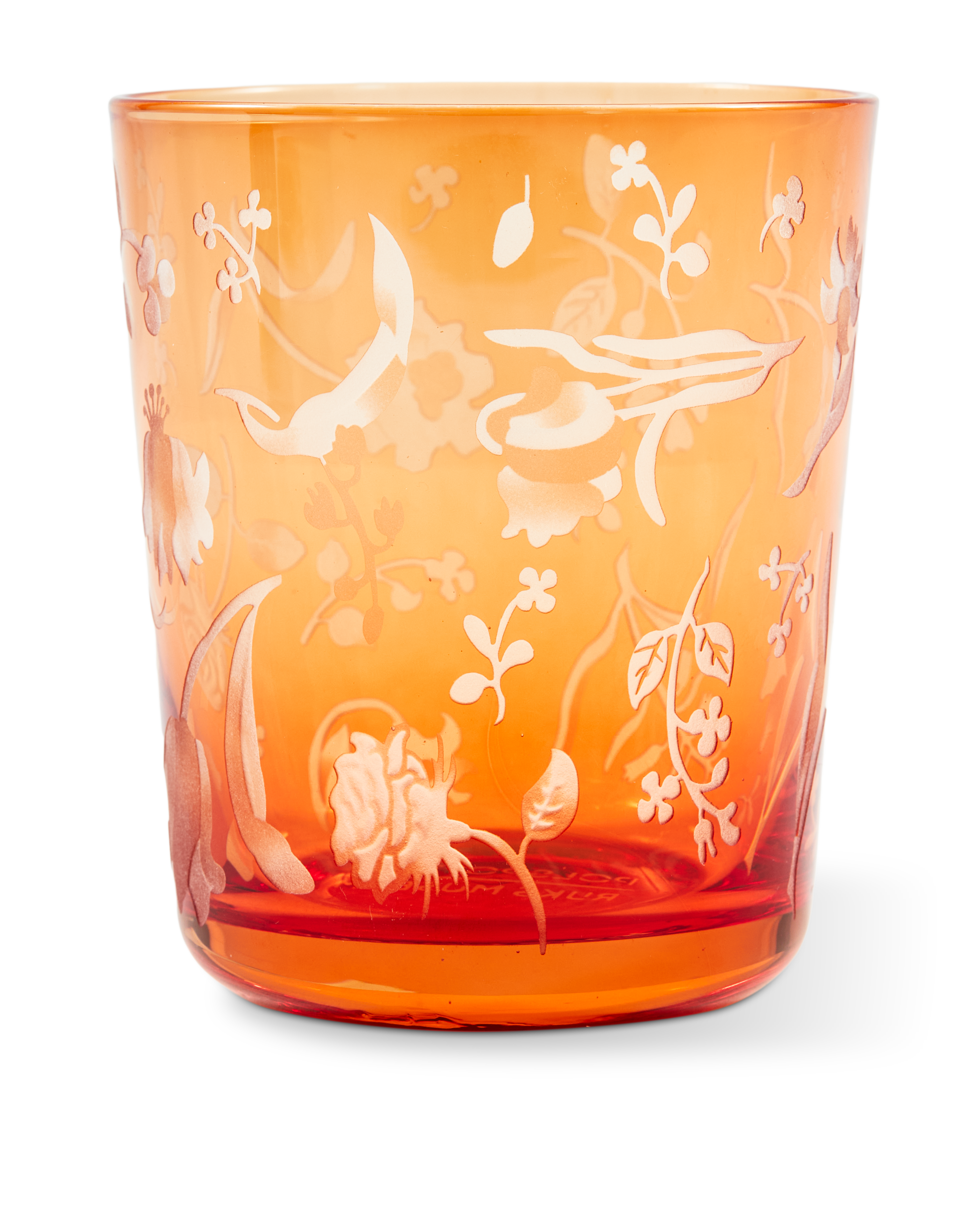 SCATTERED FLOWERS Orange Glasses Set with Sandblasted Pattern