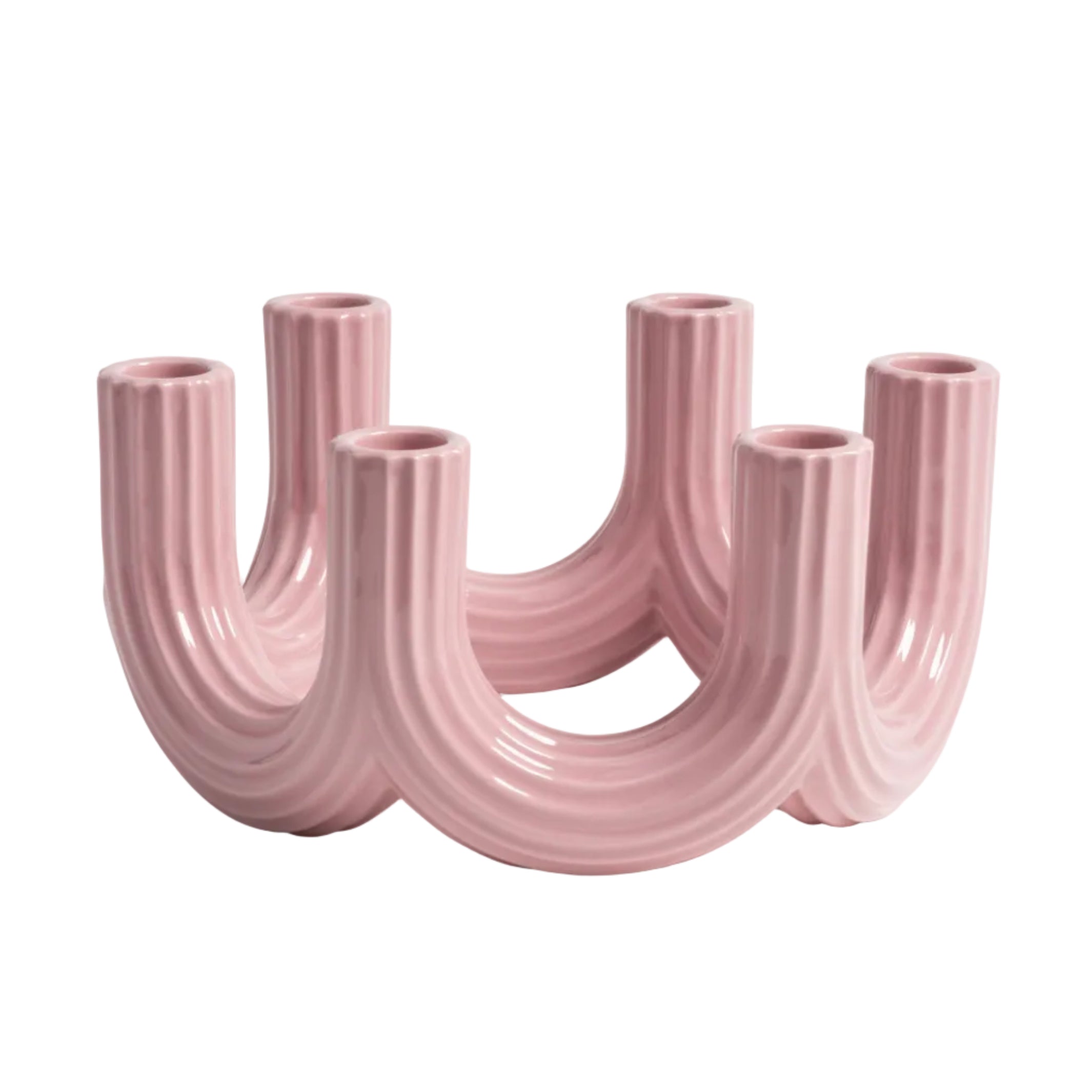 Świecznik sześcioramienny CHURROS różowy