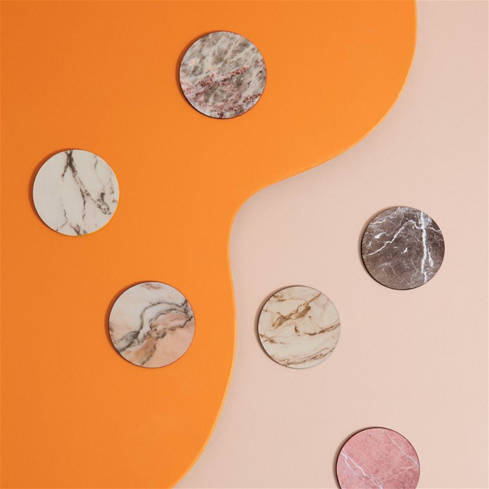 Set Untersetzer für Gläser MARBLE beige mit braunem