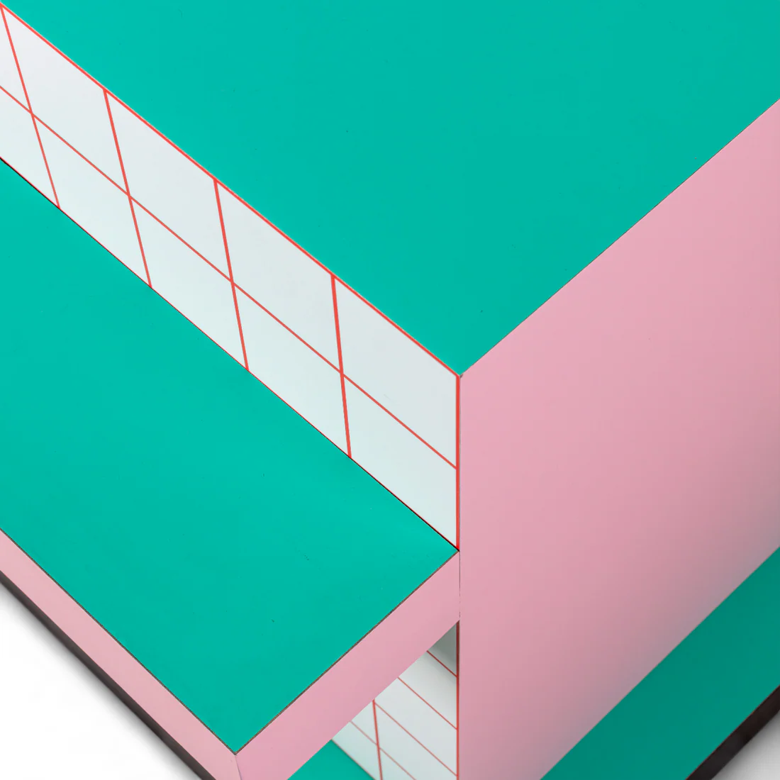 Stolik boczny SUPERSIDE RED GRID biały z różowym i zielonym