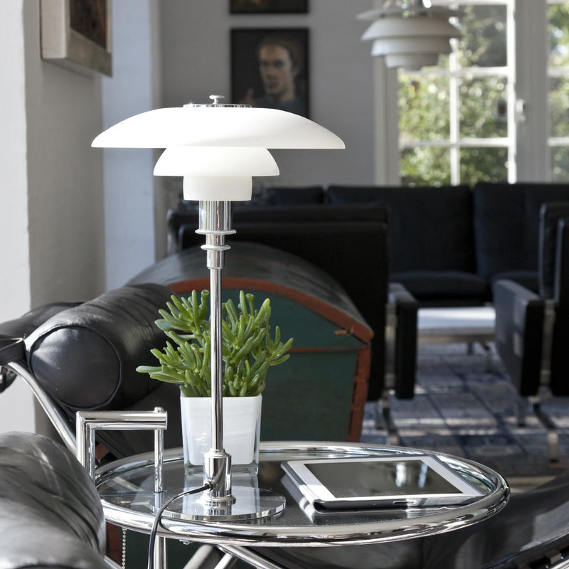 Lampa stołowa PH 3/2 biały z chromowaną podstawą