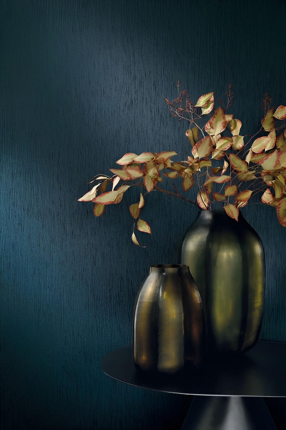 Textile wallpaper with structural vertical stripes JUSSIEU - LIN muted brown