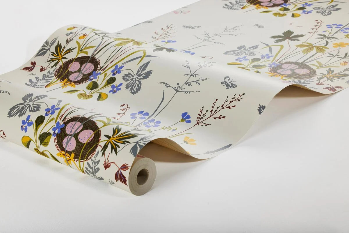 Tapete mit floralem Blumenmuster FAGELBO creme mit braun