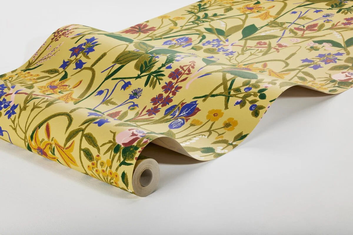 Tapeta z roślinnym motywem kwiatów ROS OCH LILJA żółty