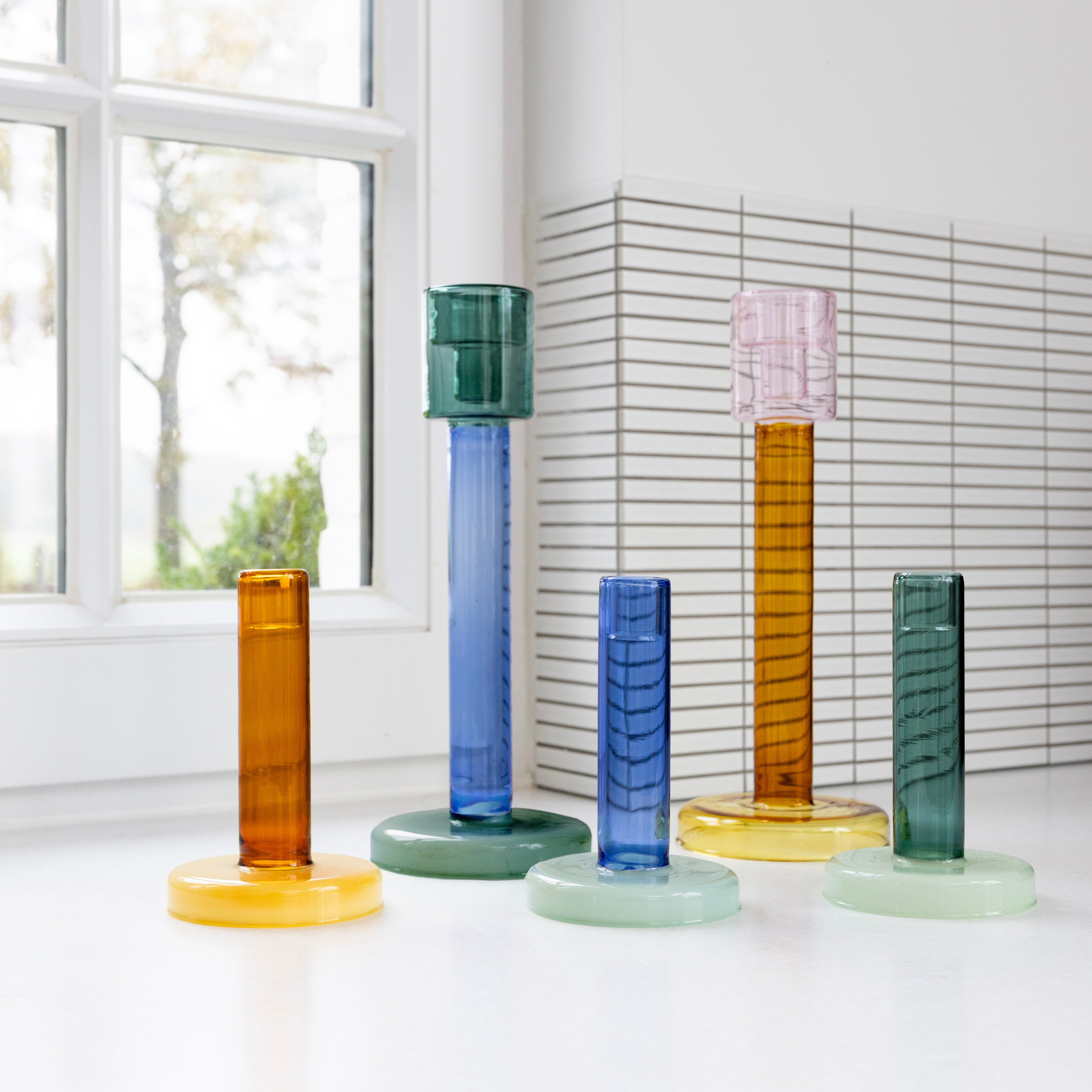 Orange BOLE Candle Holder with Yellow