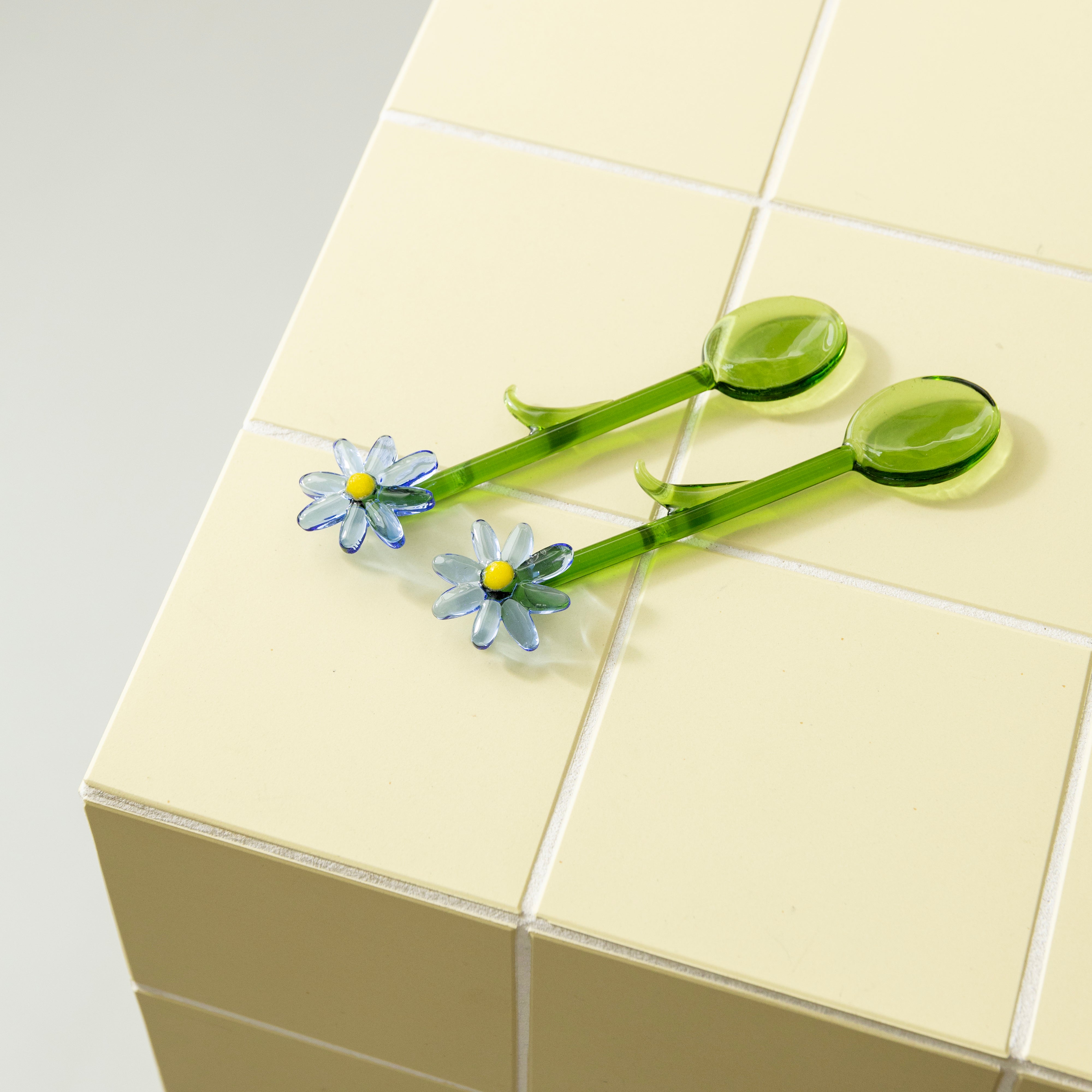 Zestaw łyżeczek FLORA zielony z niebieskim