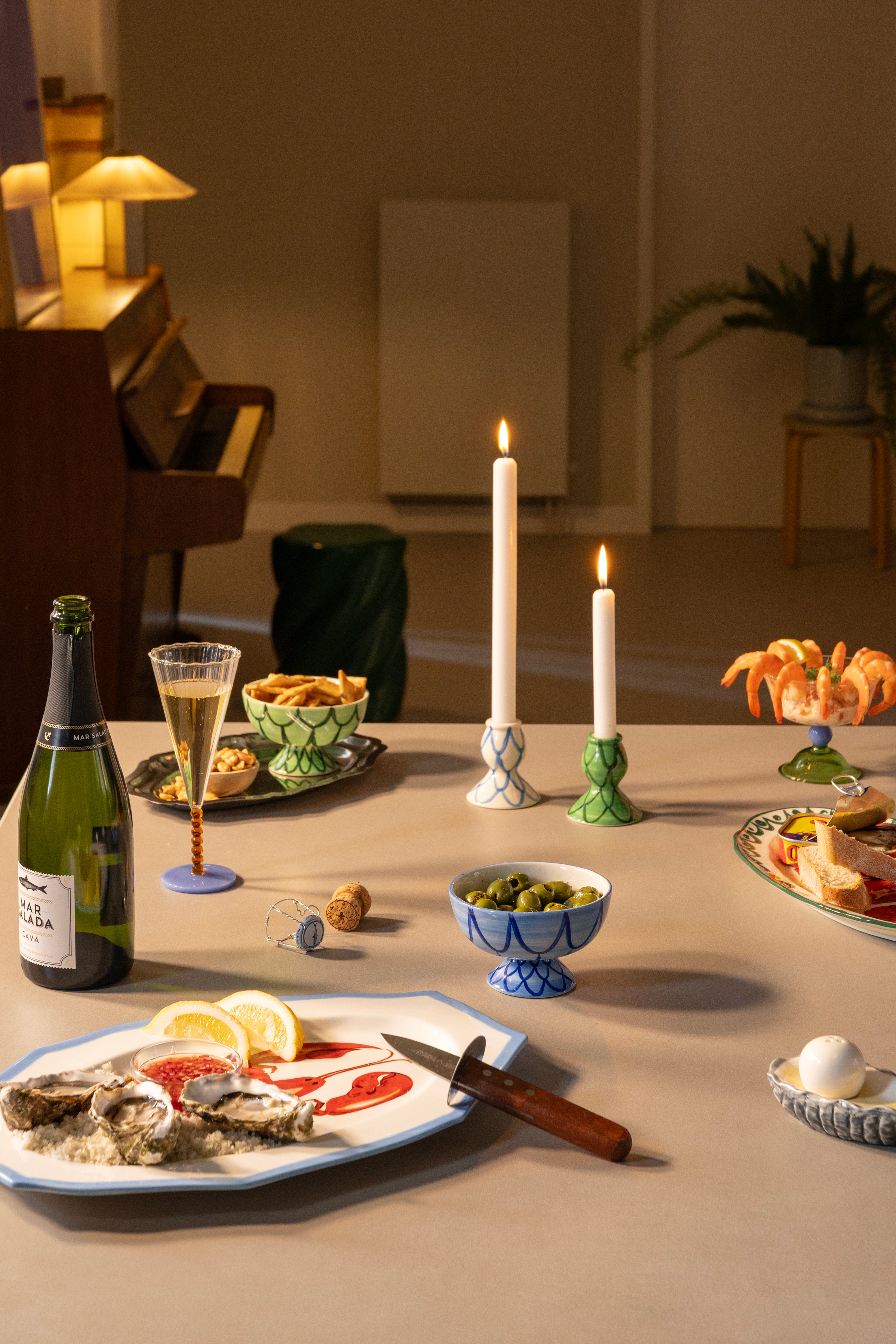 Set von Schalen SIRENE blau mit Weiß