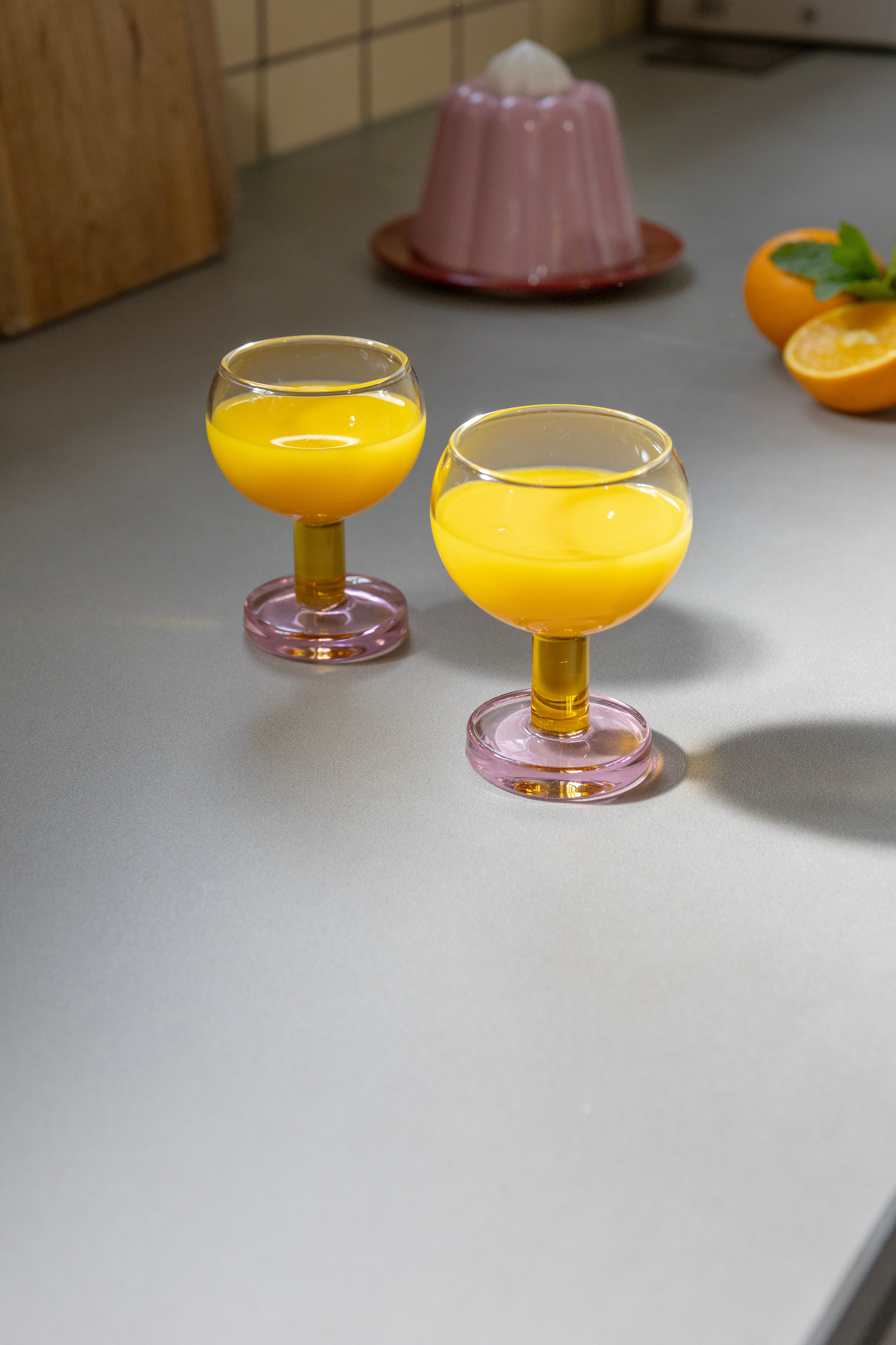 Set von Gläsern CANTINE rosa mit gelb