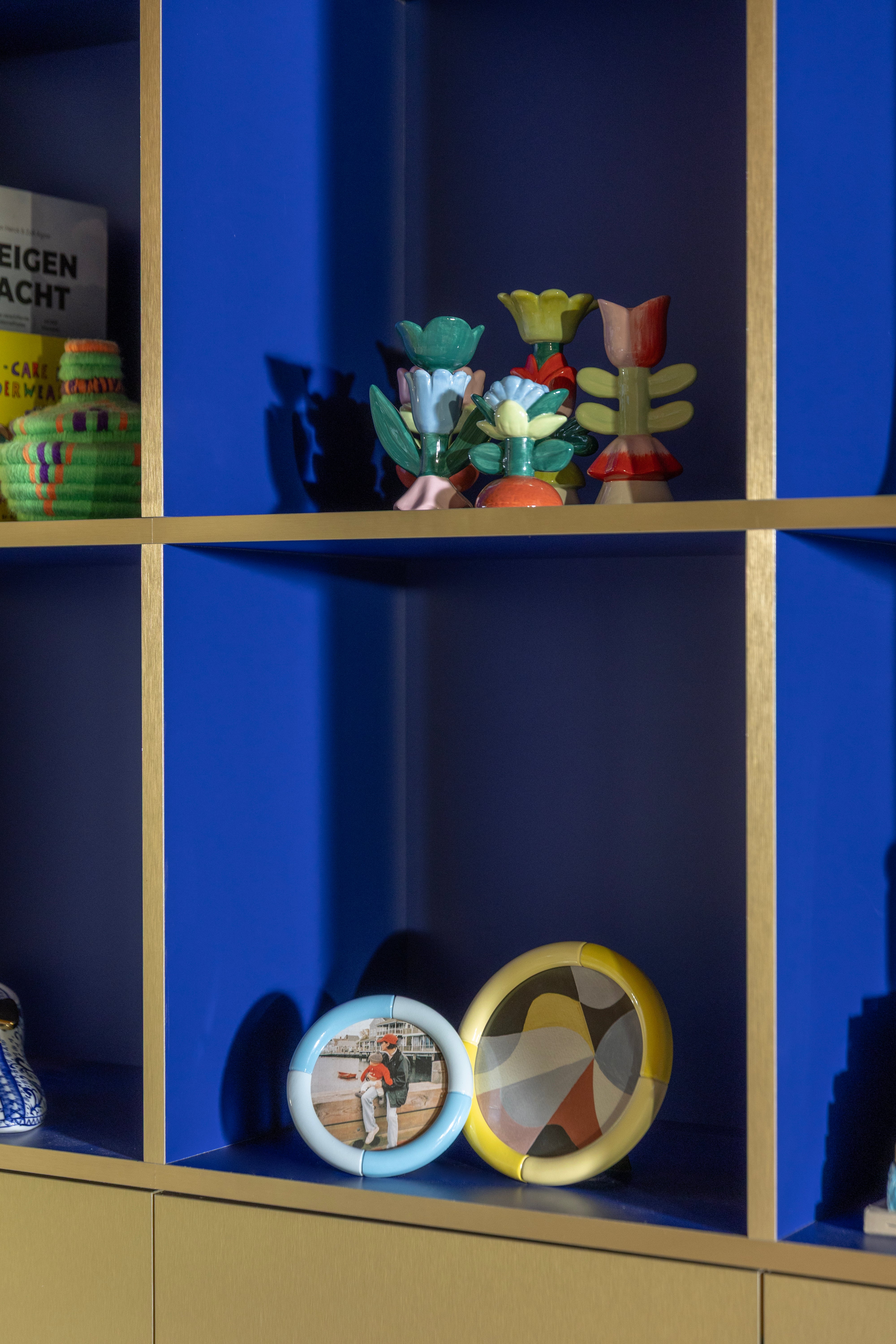 Świecznik BLUME zielony z czerwonym i różowym