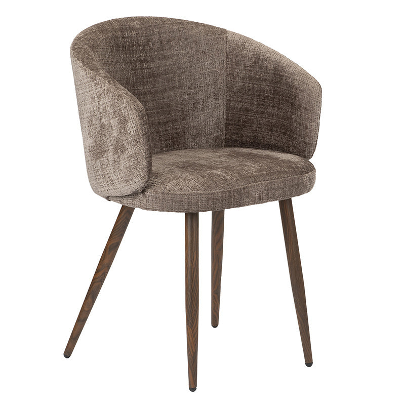 Stuhl LUNA taupe mit dunklem Holzgestell