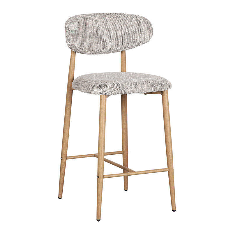 Hocker JAPANDI grau-beige mit Holzgestell