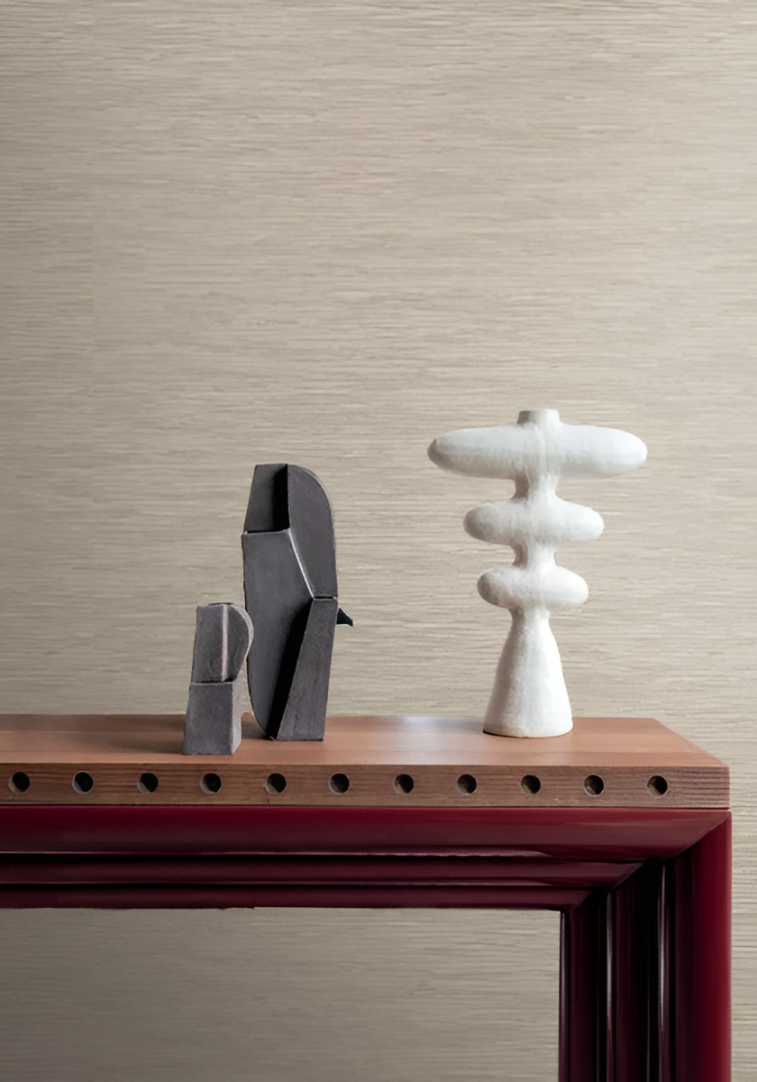 Structural wallpaper imitating jacquard fabric TATAMI - MARRON GLACÉ warm brown