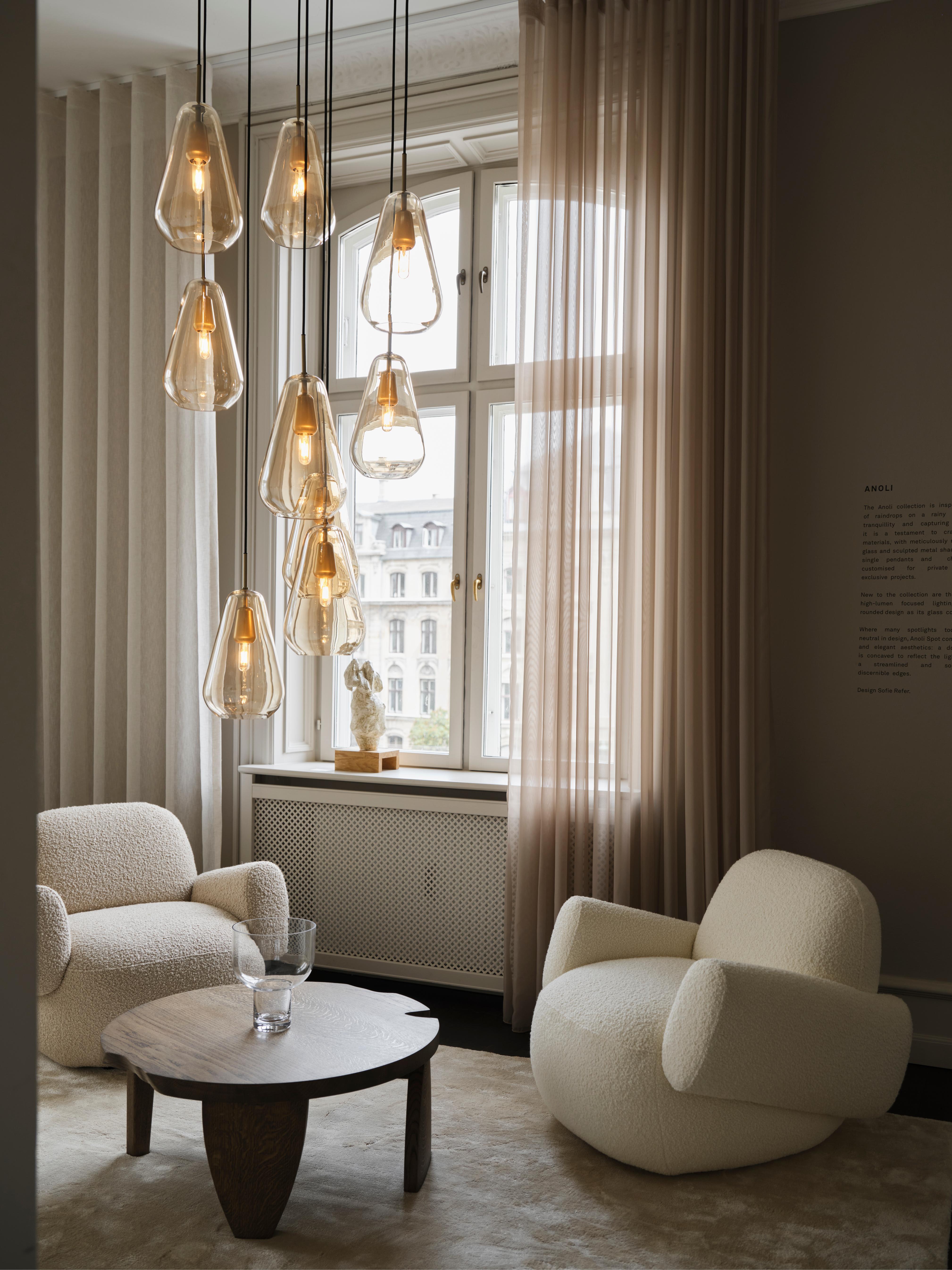 ANOLI Chandelier 13 in gold with golden glass