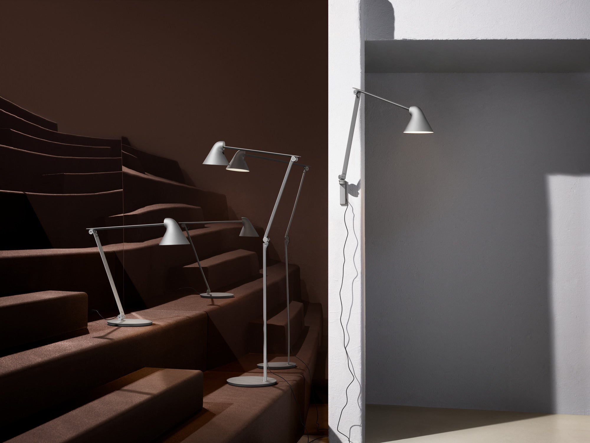 Adjustable wall lamp with arm NJP white