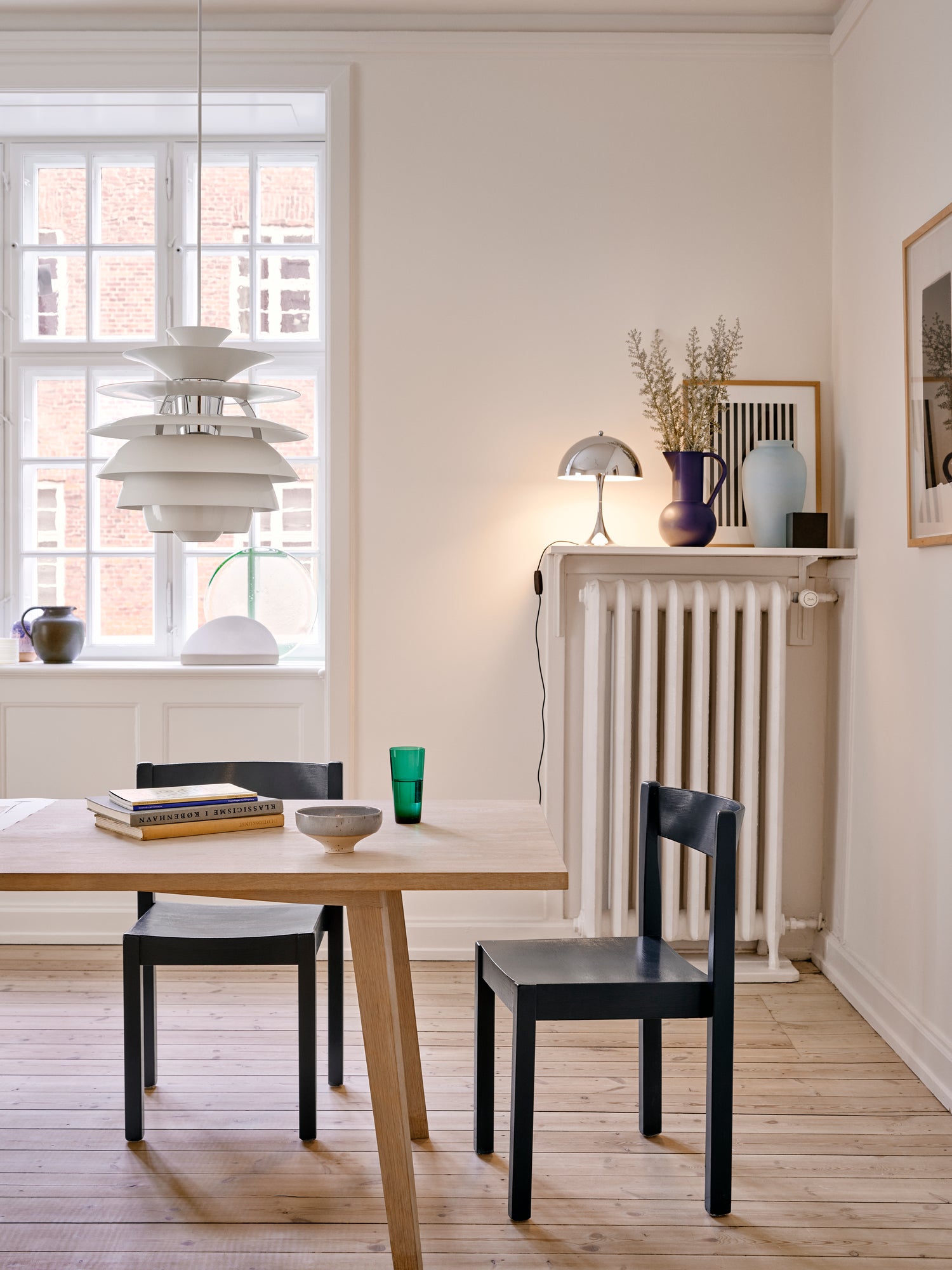 Pendant lamp PH SNOWBALL white with chrome finish