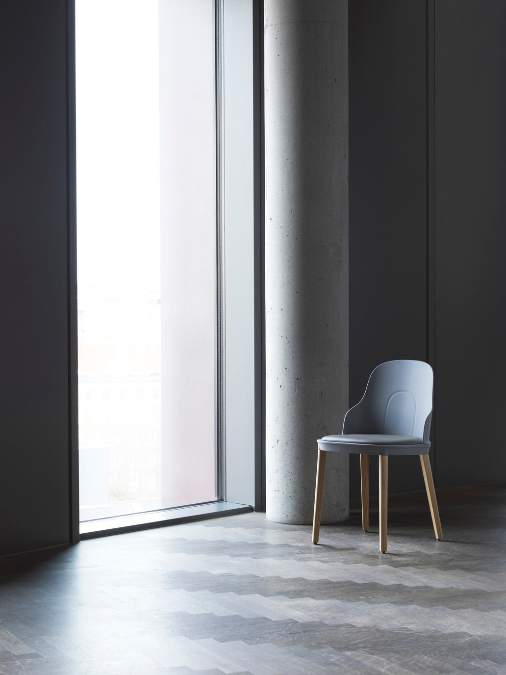Krzesło ALLEZ białe Sunbrella Canvas z dębową podstawą