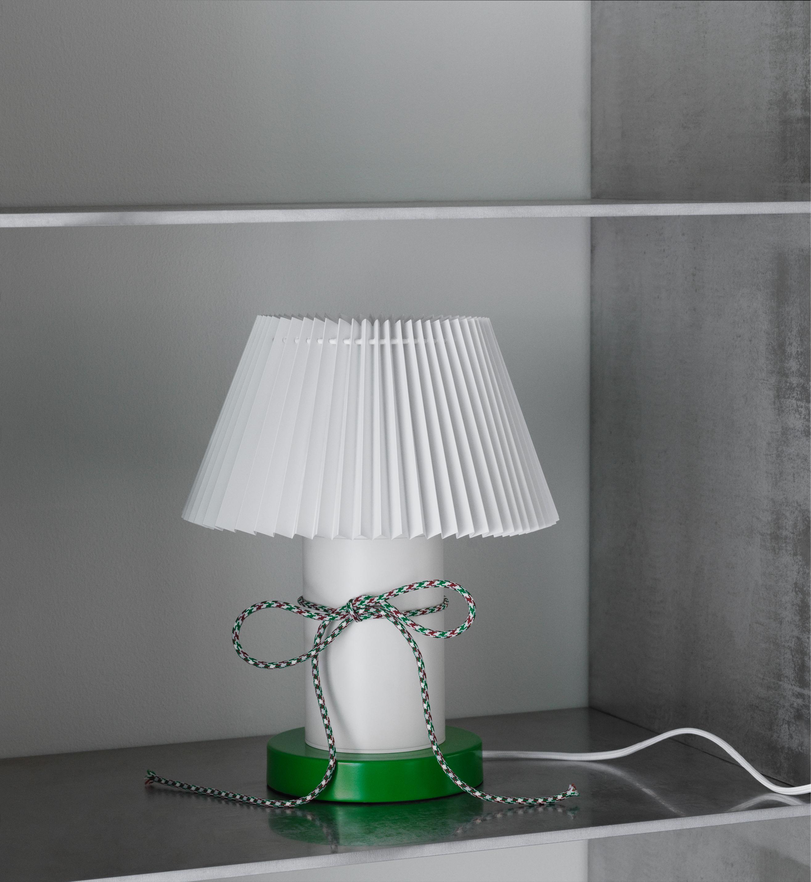 Lampa stołowa CELLU biały z zieloną podstawą