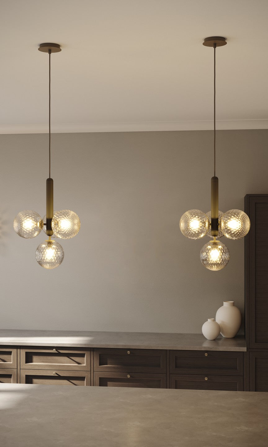 Pendelleuchte MIIRA 4 grafit mit transparentem Glas